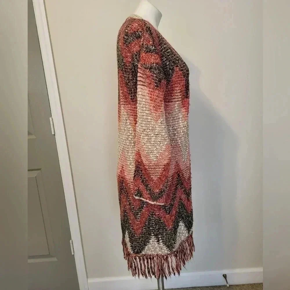 Lucky Brand Aztec Tribal Print Open Front Sweater Cardigan(M)